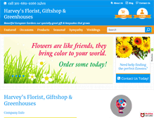 Tablet Screenshot of harveysflorist.net